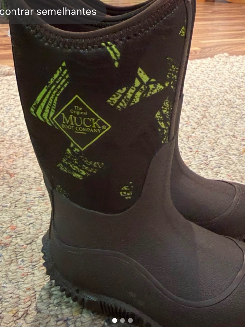 Kids Black and Green Waterproof Boot